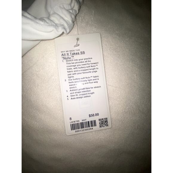NWT Lululemon Womens All It Takes Short Sleeve Nulu Size 8 - Picture 5 of 7